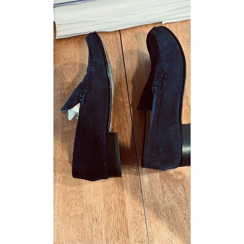 Bally Desta Blue Suede Loafers Shoes Mens Size 40 US 7